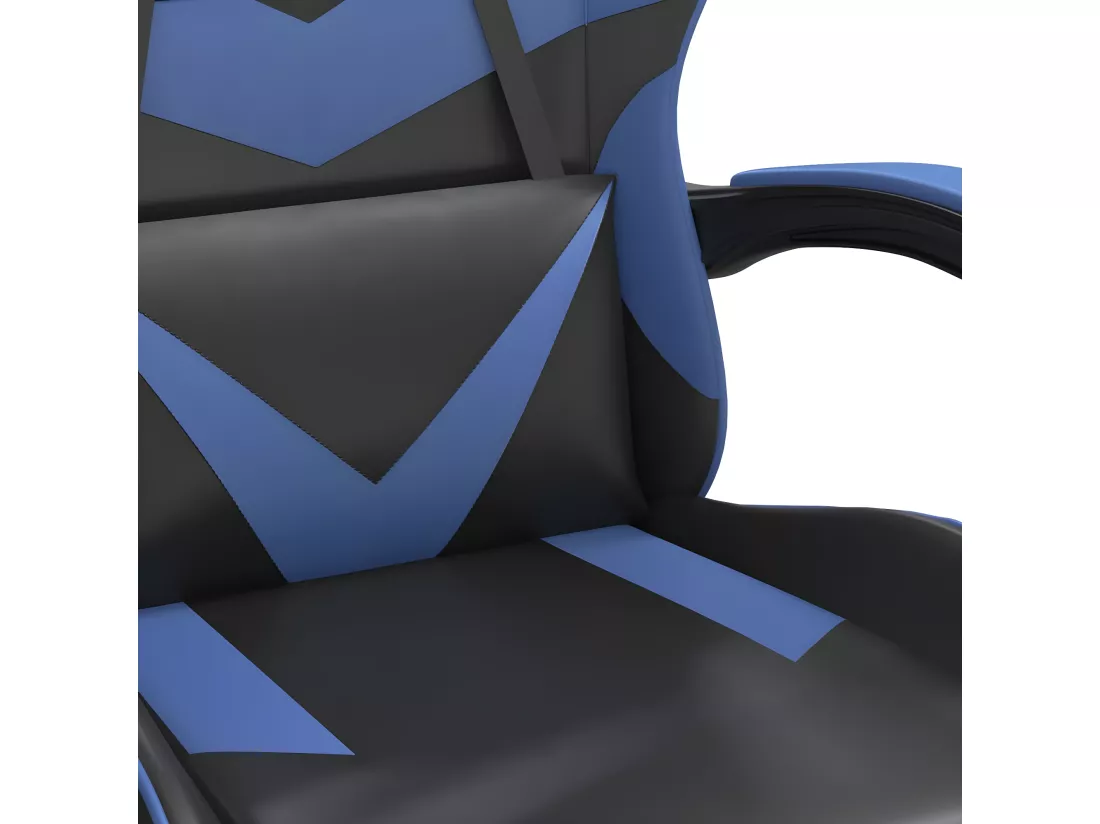 Chaise de jeu pivotante et repose-pied Noir et bleu Similicuir