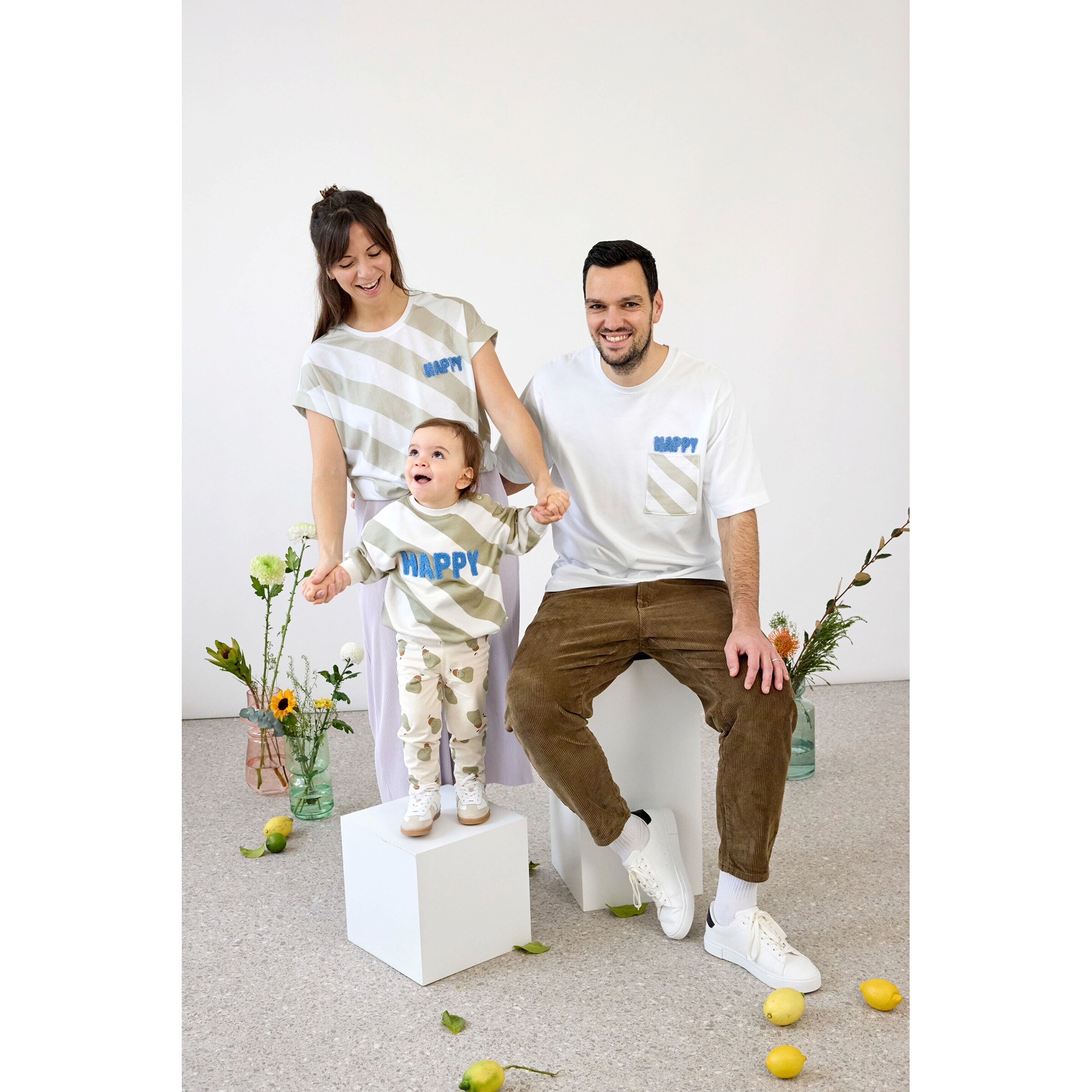 Lässig Sweatshirt Streifen Happy Little Gang natur/mint