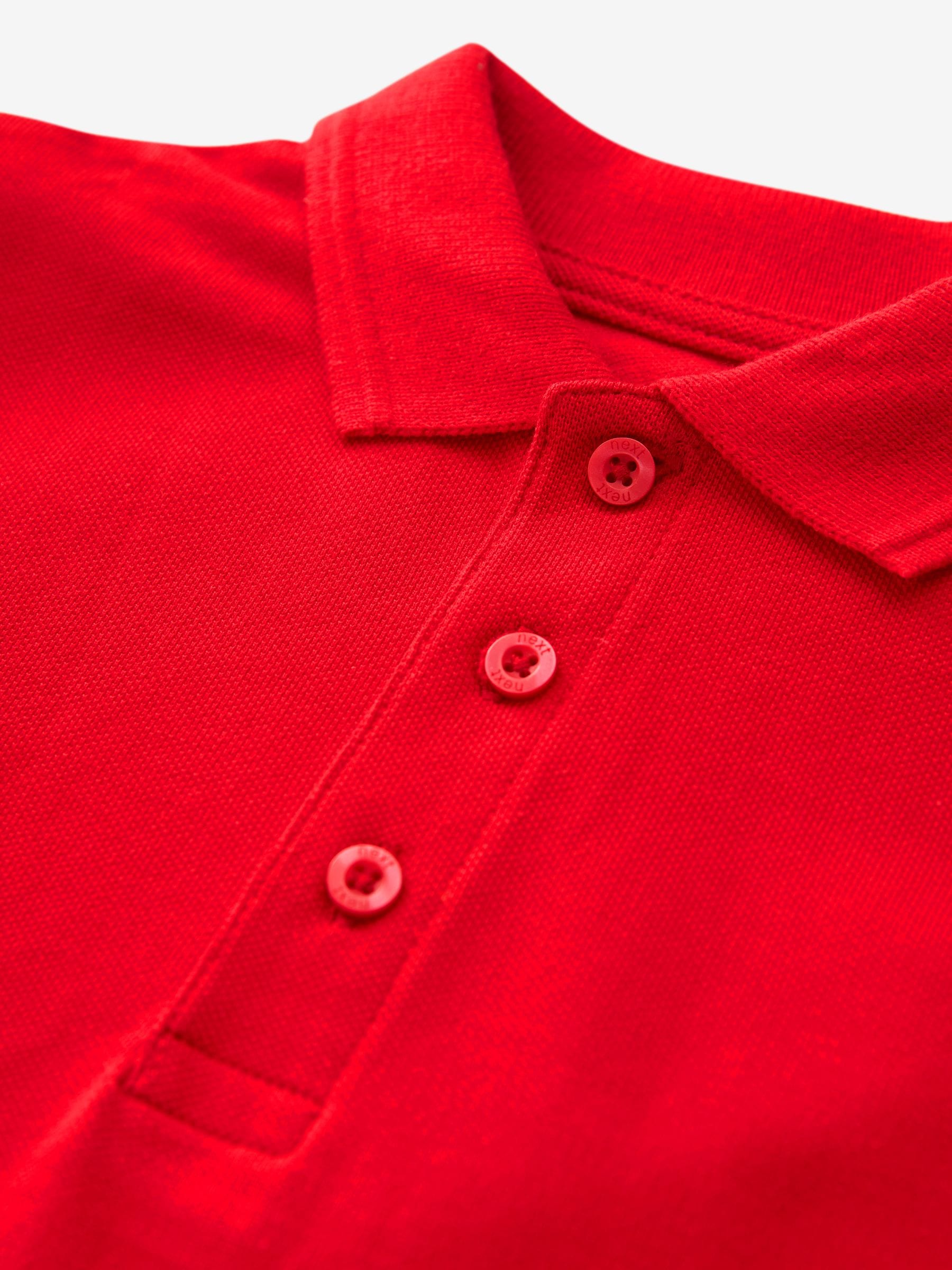 Rood - Verpakking van 2 katoenen schoolpoloshirts met korte mouwen (3-16jr)
