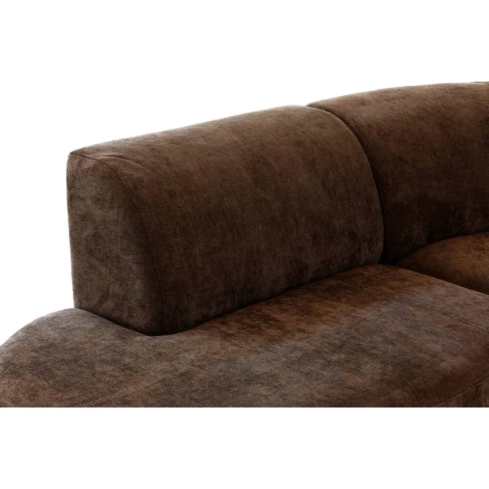 Hoekbank Luna rond - stof Rebel - bruin