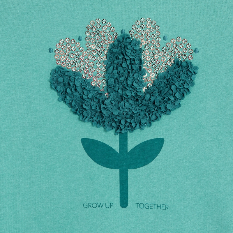 T-shirt à motif fleuri vert fille