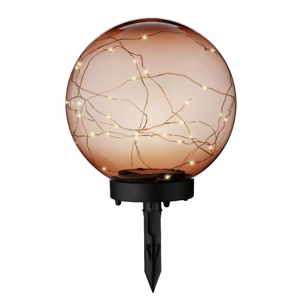Borne de jardin solaire 30 LED (H28 cm cm) Crystal Orange