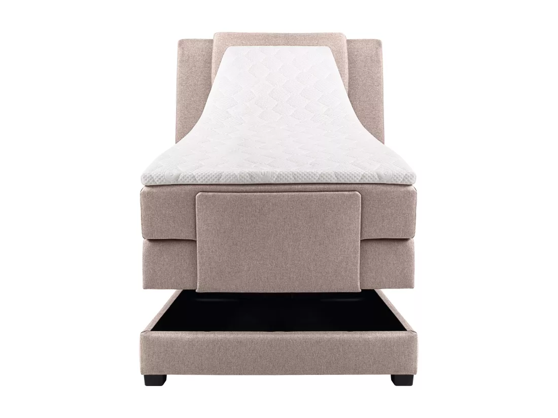 Ensemble complet boxspring tête de lit + sommiers relaxation électrique + matelas + surmatelas - 100 x 200 cm - Tissu - Beige - CASTEL II de PALACIO