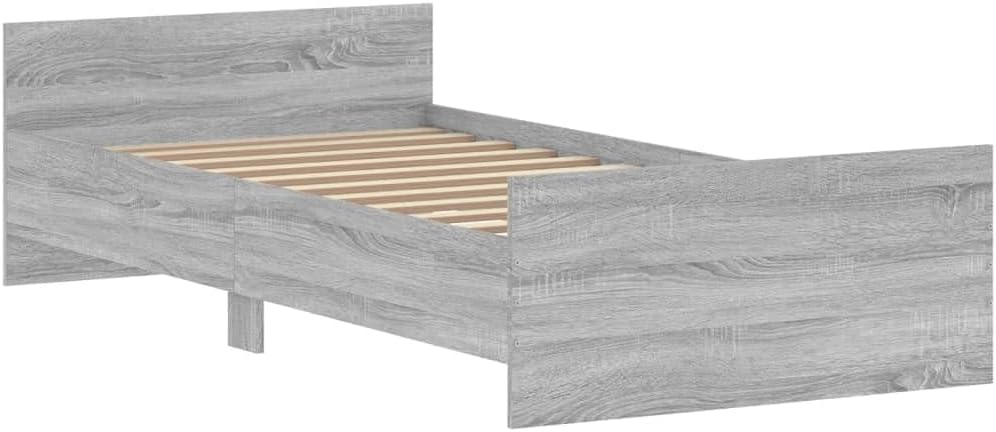 Bettgestell, Seniorenbett Polsterbett Bettsystem Bett Geeignet für Hotel Wohnung Gästezimmer Schlafzimmer Grau Sonoma 100x200 cm Holzwerkstoff