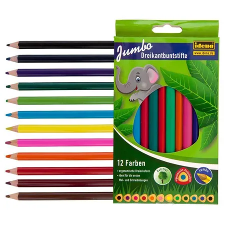 Idena Jumbo Buntstifte in ergonomischer Dreieckform, 36 Stück in 12 verschiedenen Farben