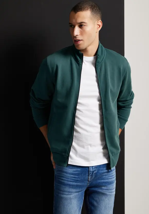 Softe gewaschene Sweatjacke - oxford green