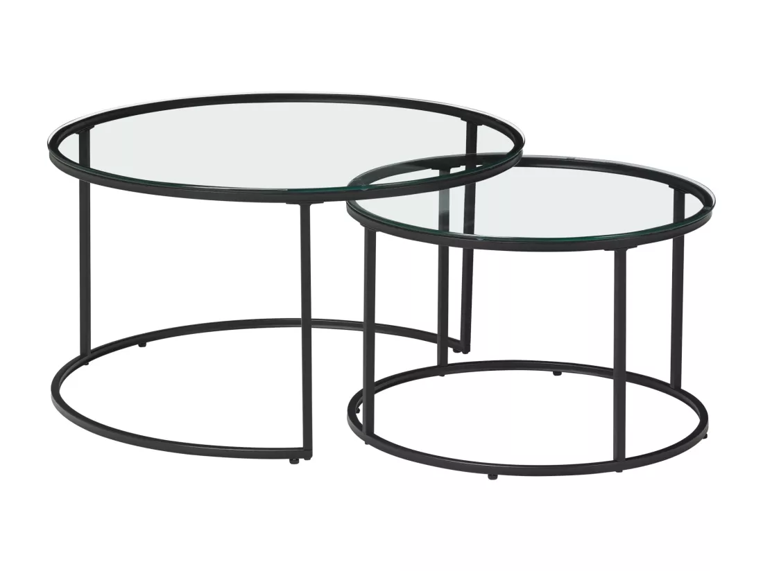 Set de 2 tables basses Kokkola rondes gigognes en verre clair