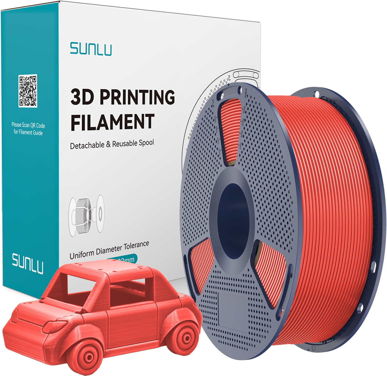 SUNLU  PETG Cherry Red, 1,75 mm / 1000 g    Zähes, leicht zu druckendes PETG Filament