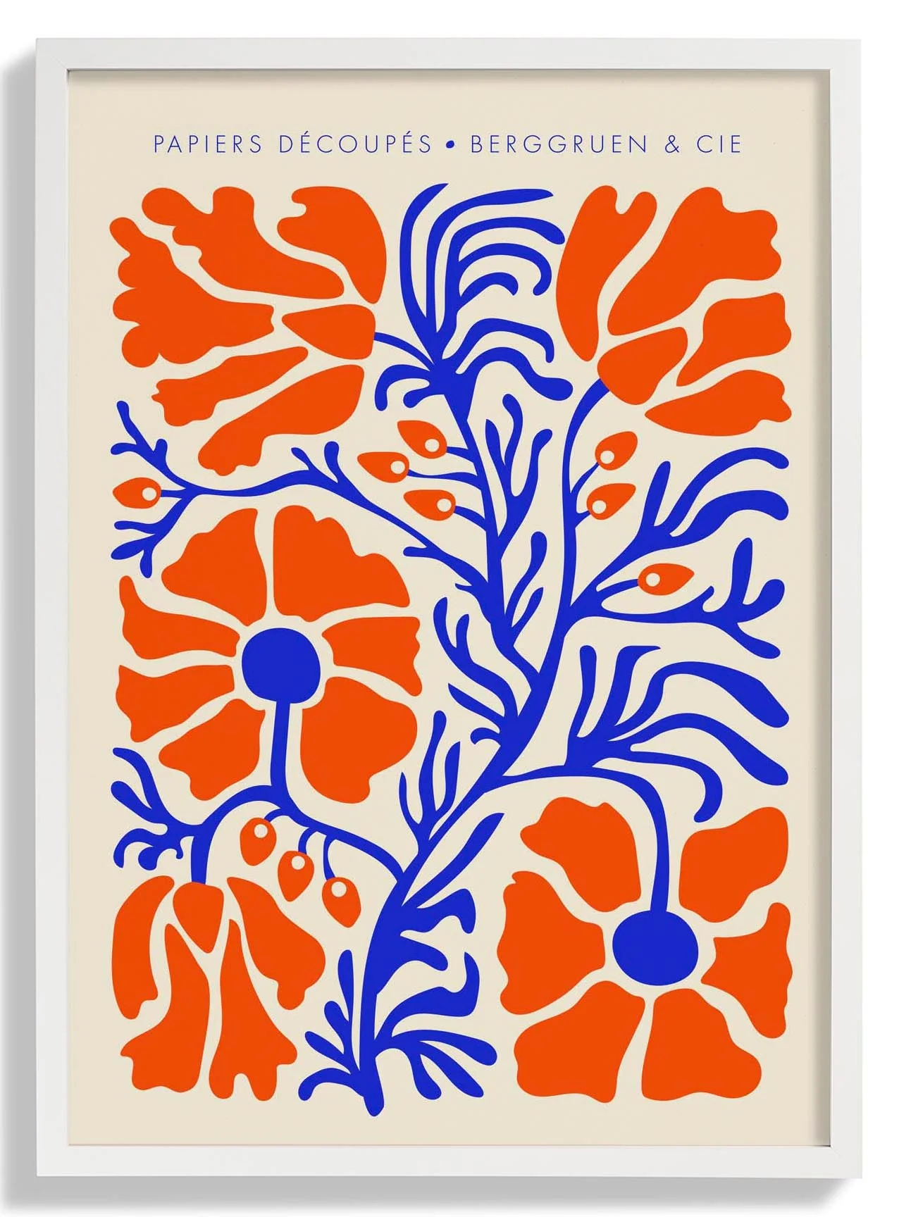 Blumen Blau Orange Papiers Découpés Kunstausstellung