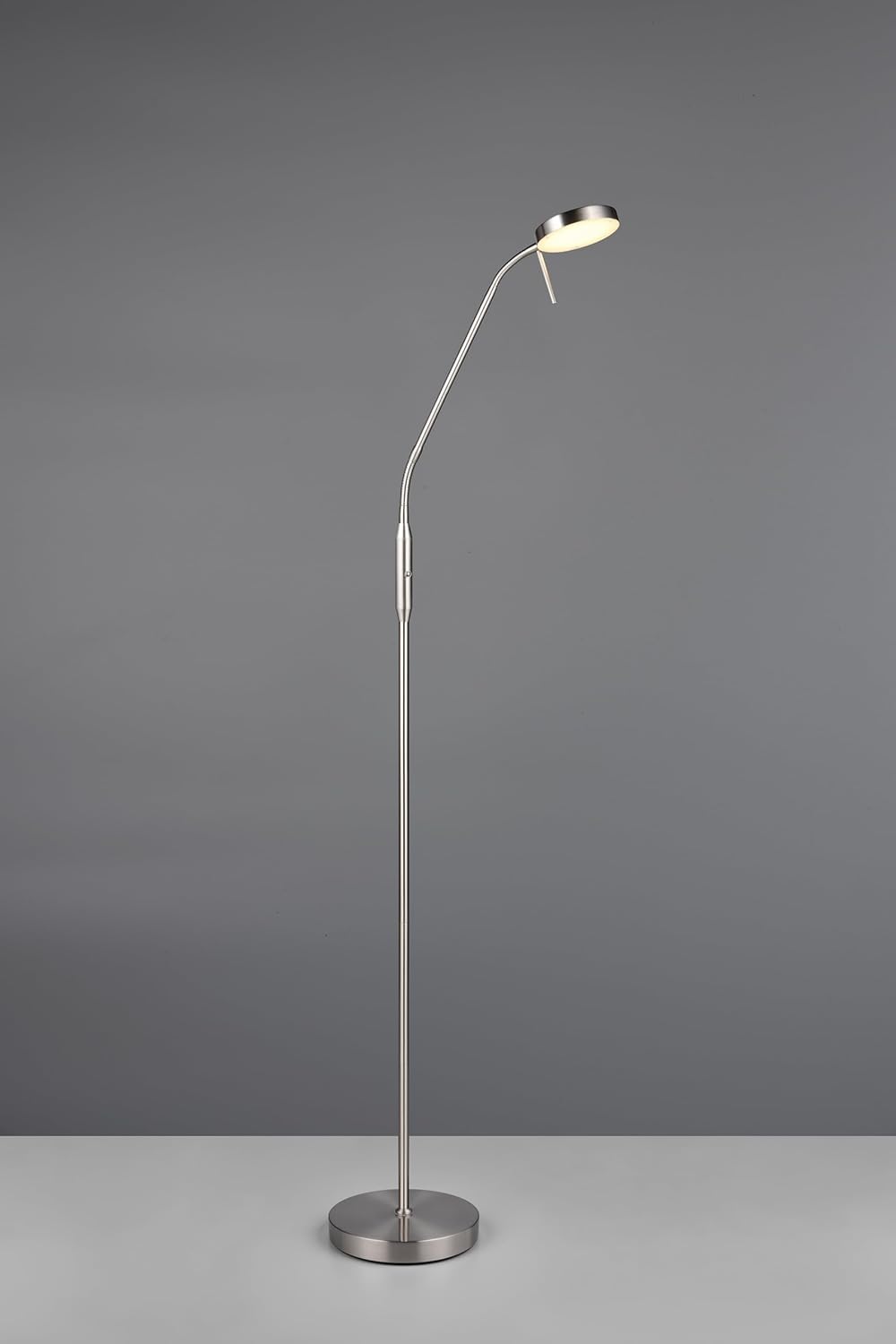 Reality Leuchten LED Stehleuchte Moreno R44561107, Metall Nickel matt, 3 Watt LED, Akku mit Ladestation, Sensordimmer, Lichtfarbe einstellbar