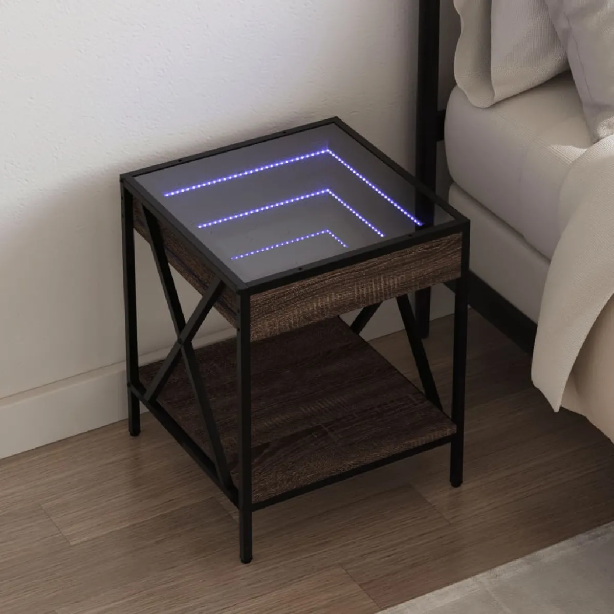 vidaXL Table de chevet LED