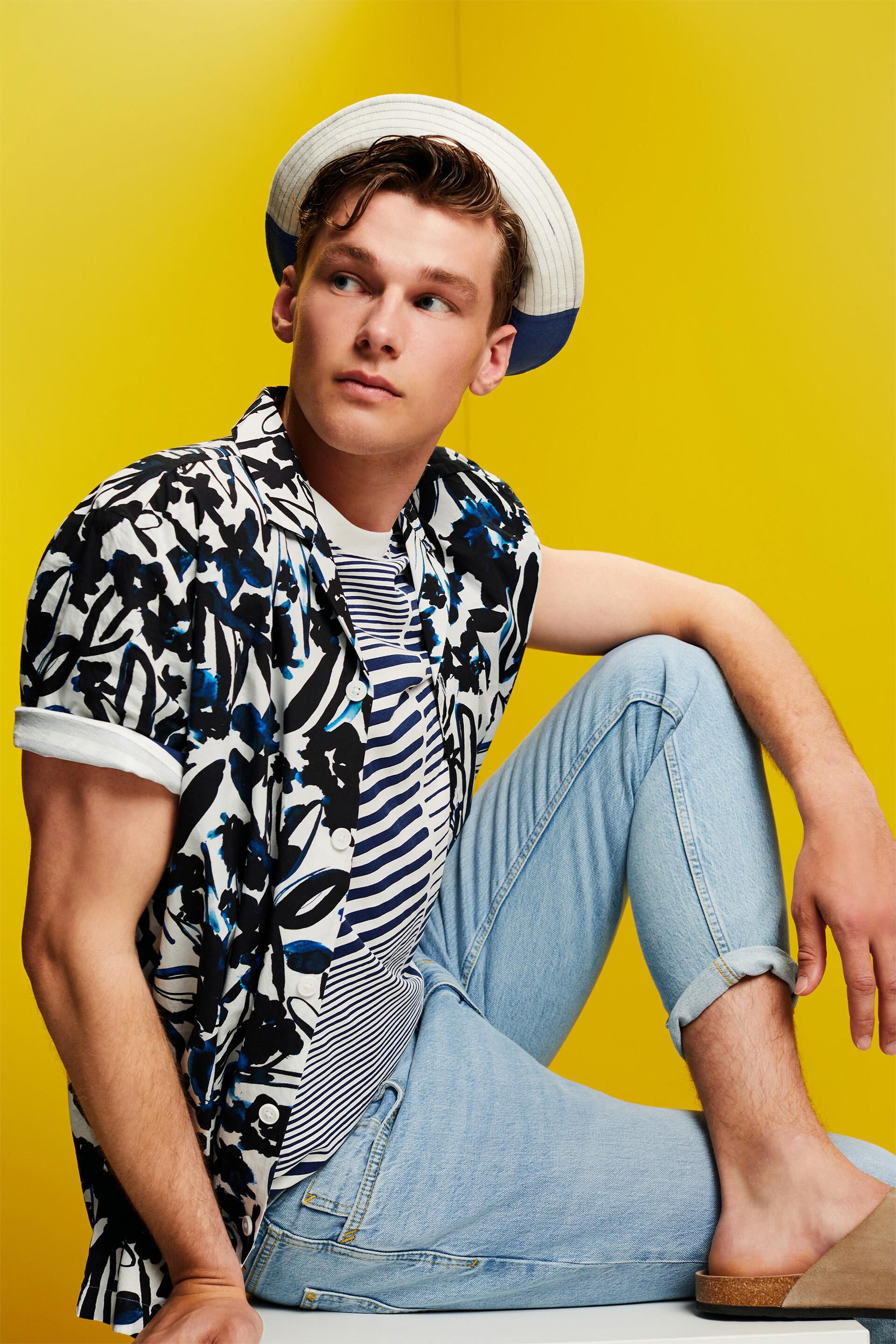 Chemise à manches courtes animée d’un motif, 100 % coton