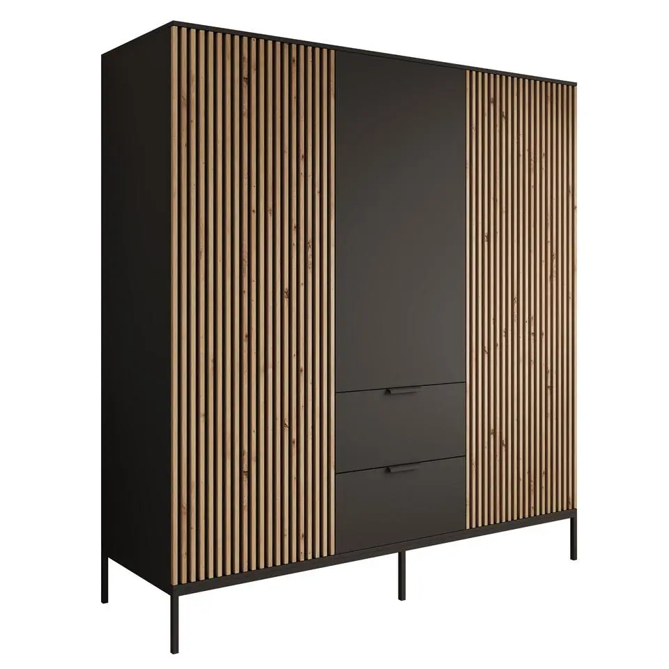 Meubella - Kledingkast Marbella - Zwart - 185 cm