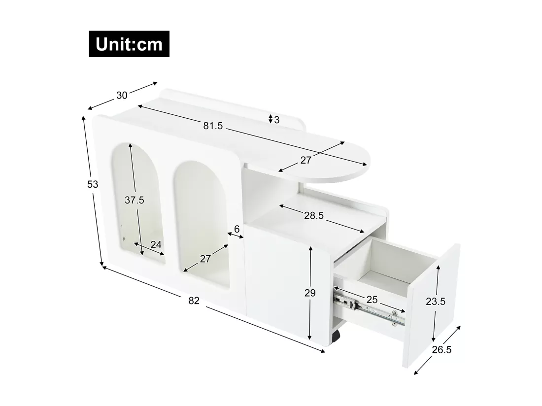 Buffet à roulettes - avec rangement multifonctionnel - designunique - Blanc