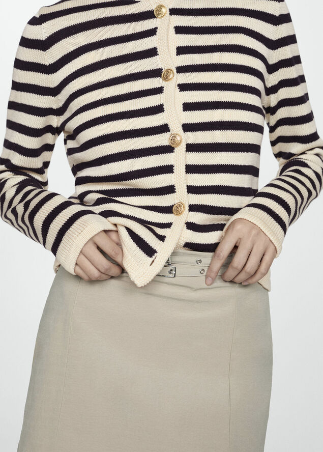 MANGO Knitted cardigan with jewel button Navy