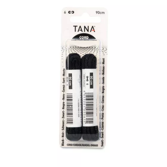 Lacets cordonnet 90 cm noirs TANA