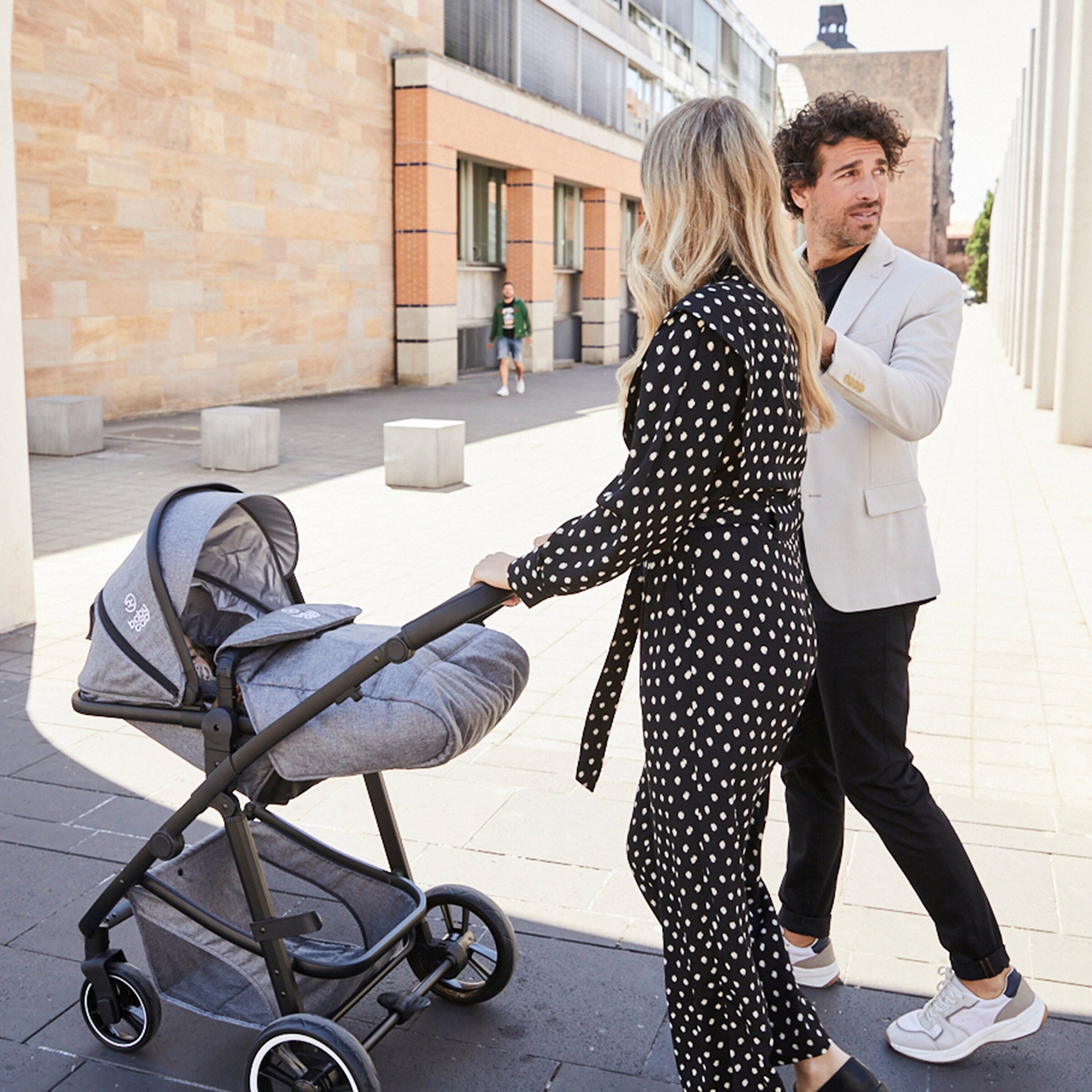 babycab Kombikinderwagen Stockholm Trio-Set (2024) inkl. i-Size Babyschale und Wickeltasche grau melange