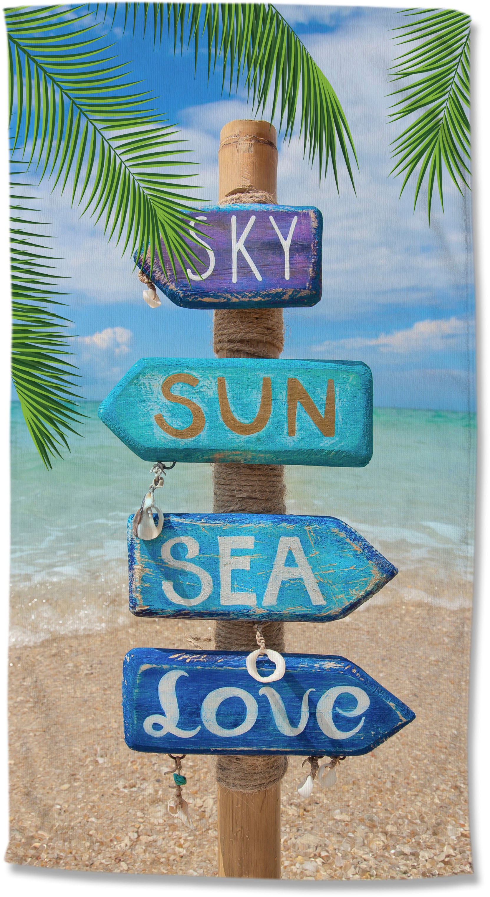 good morning Strandtuch »Happy place« Mikrofaser, 100x180, Schnelltrocknend, Sommer, Strand, Erwachsene