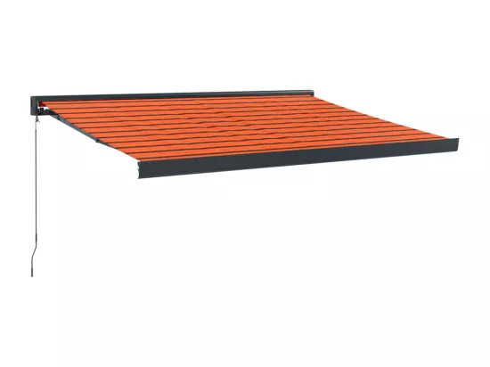 Auvent rétractable orange et marron 3,5x2,5m tissu et aluminium