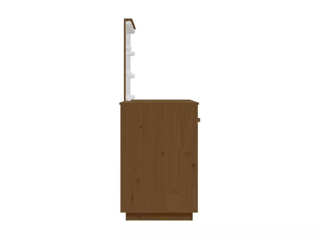 Coiffeuse avec LED Marron miel 95x50x133,5cm Bois de pin massif