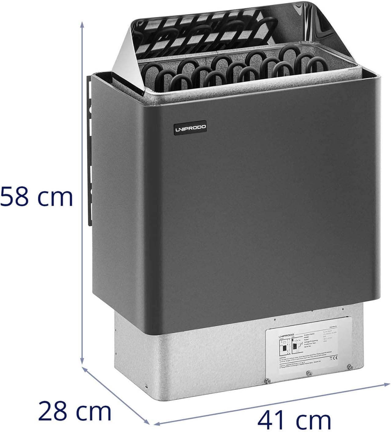 UNI_SAUNA_G8.0KW Saunaofen elektrisch 8 kW 30 bis 110 °C Überhitzungsschutz Thermostat Saunaheizung Sauna Ofen für 8-12 m³ Saunen Saunazubehör Wandmontage möglich Trockendampfsauna