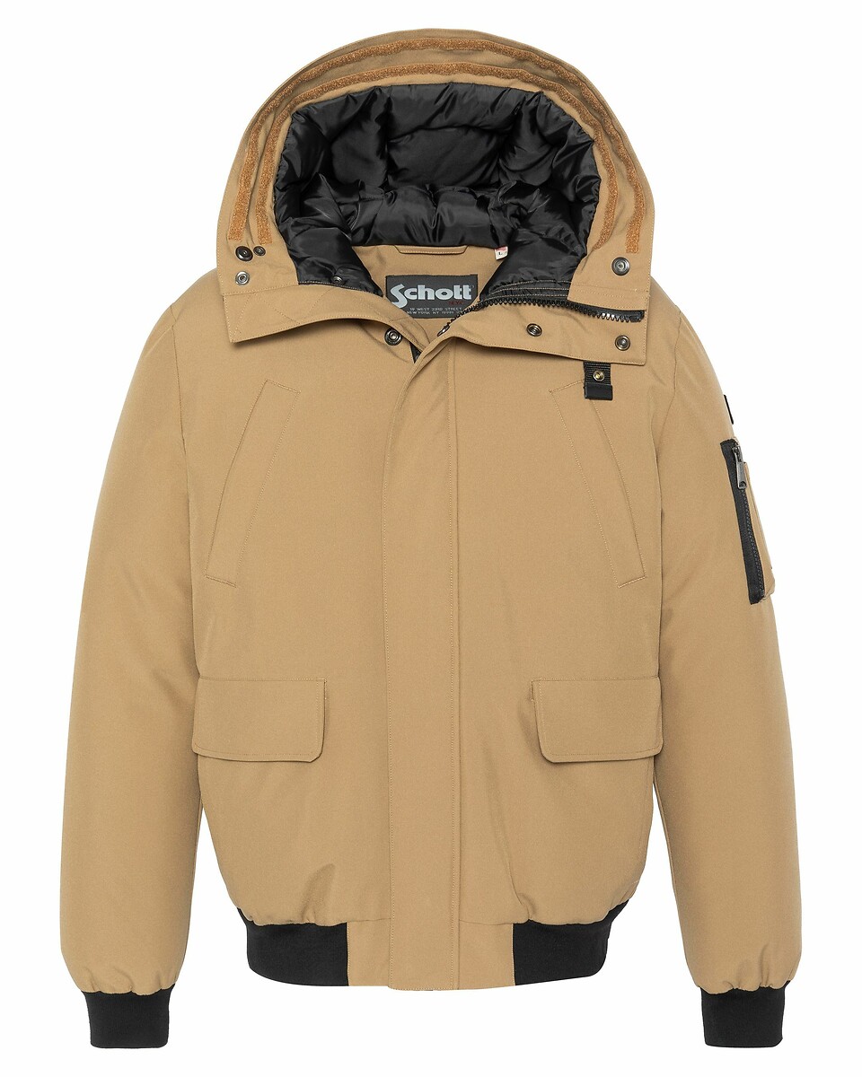 SCHOTT<br>Jaqueta bomber quente com zíper e capuz Keyburn