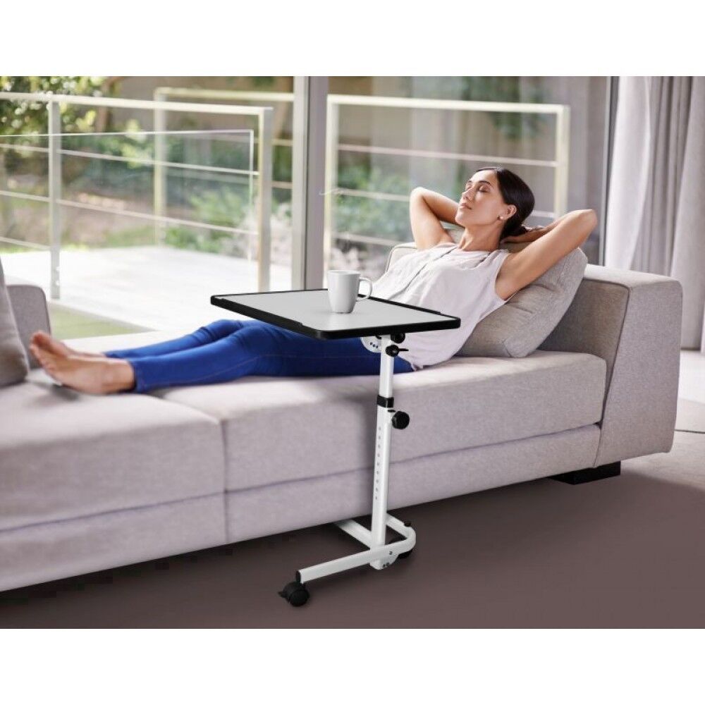 REHAFORUM MEDICAL Betttisch, Weiß höhenverstellbar mit 4 Räder und Feststellbremse