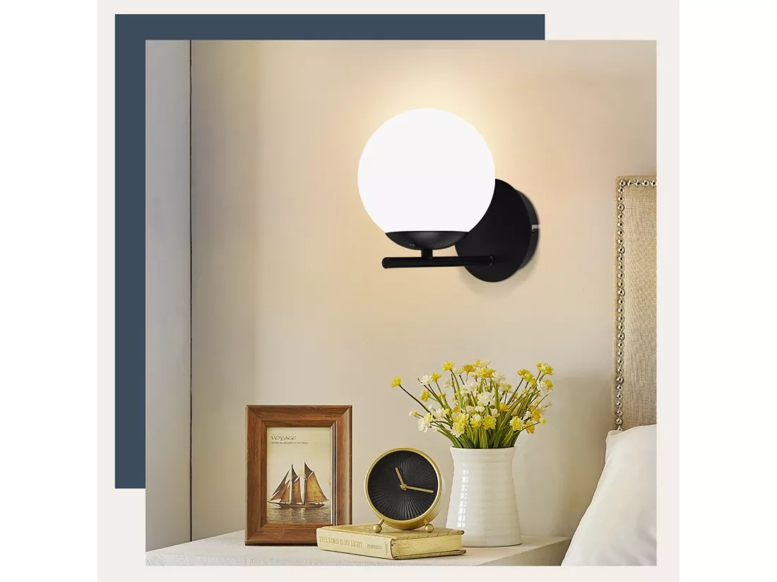 NETTLIFE Applique Noir Intérieure - E27 Métal Design Moderne en verre Lampe de Lit Applique Salle de Bain Vintage Lampe de Couloir