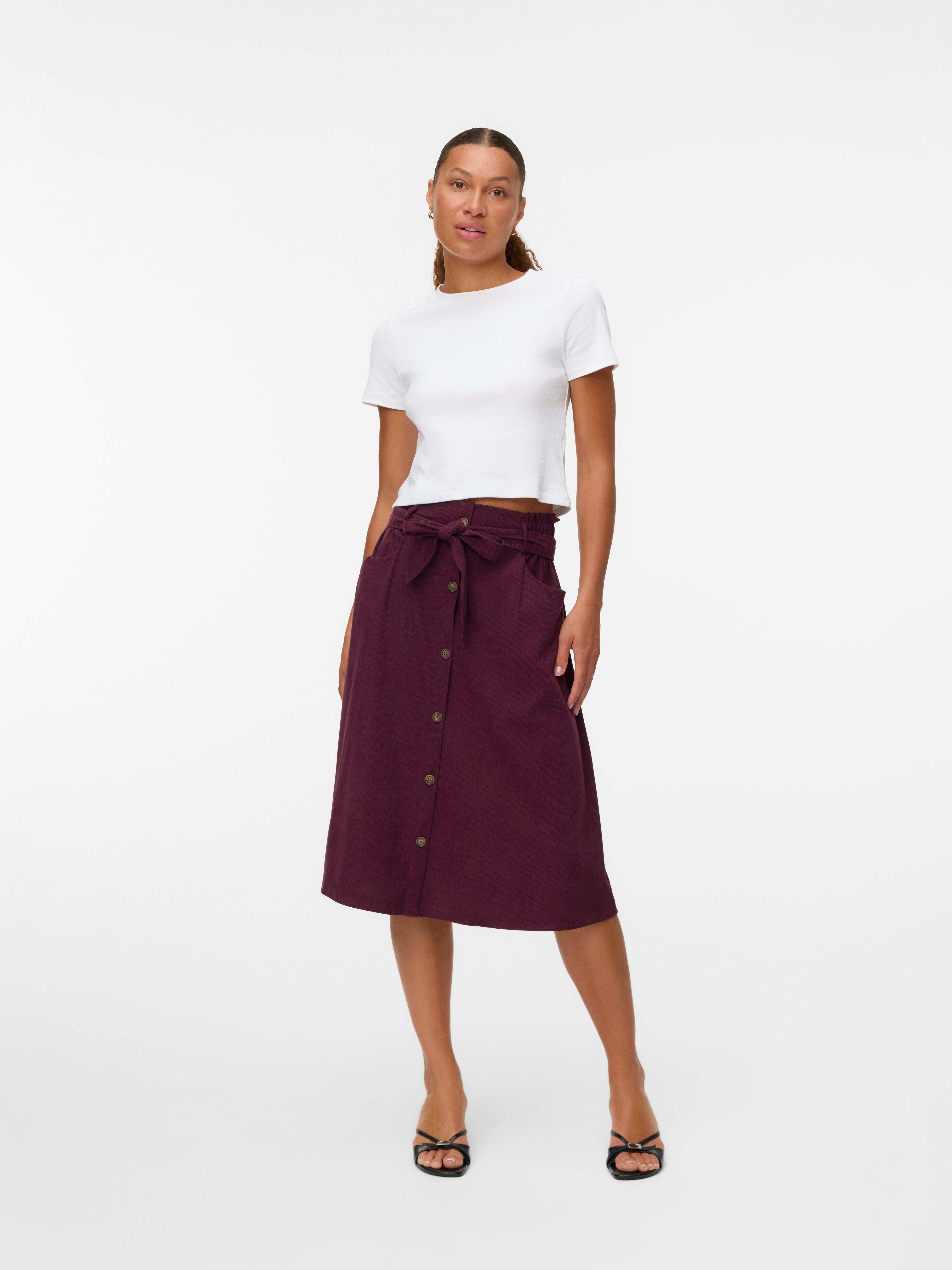 VMVILJA Corduroy High waist Midi-rok