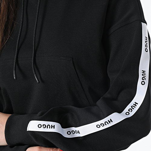 Sweat Capuche Crop A Bandes Femme Defira 50489128 Noir