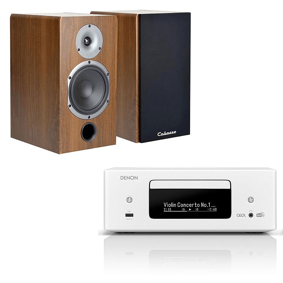 Denon RCD-N12DAB Blanc + Cabasse Antigua MT32 Noyer