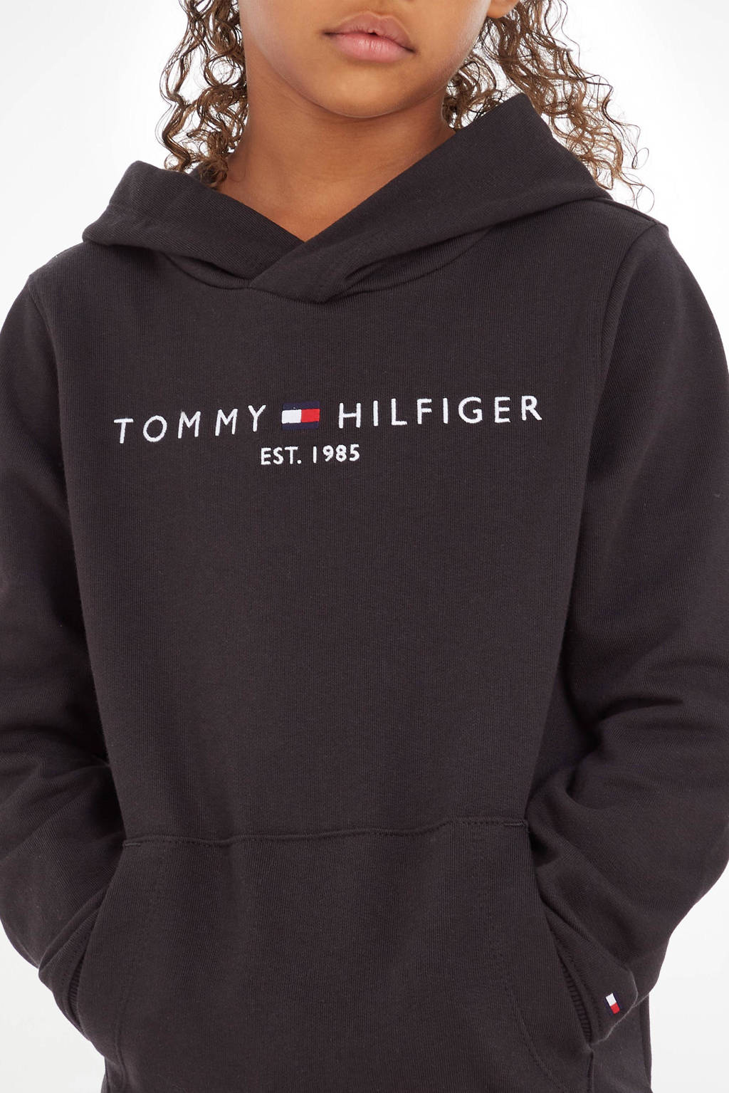 Tommy Hilfiger unisex hoodie met logo zwart