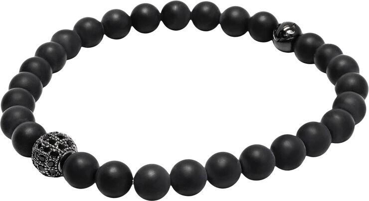 Nialaya Men's Wristband with Matte Onyx and Black CZ Diamond Black