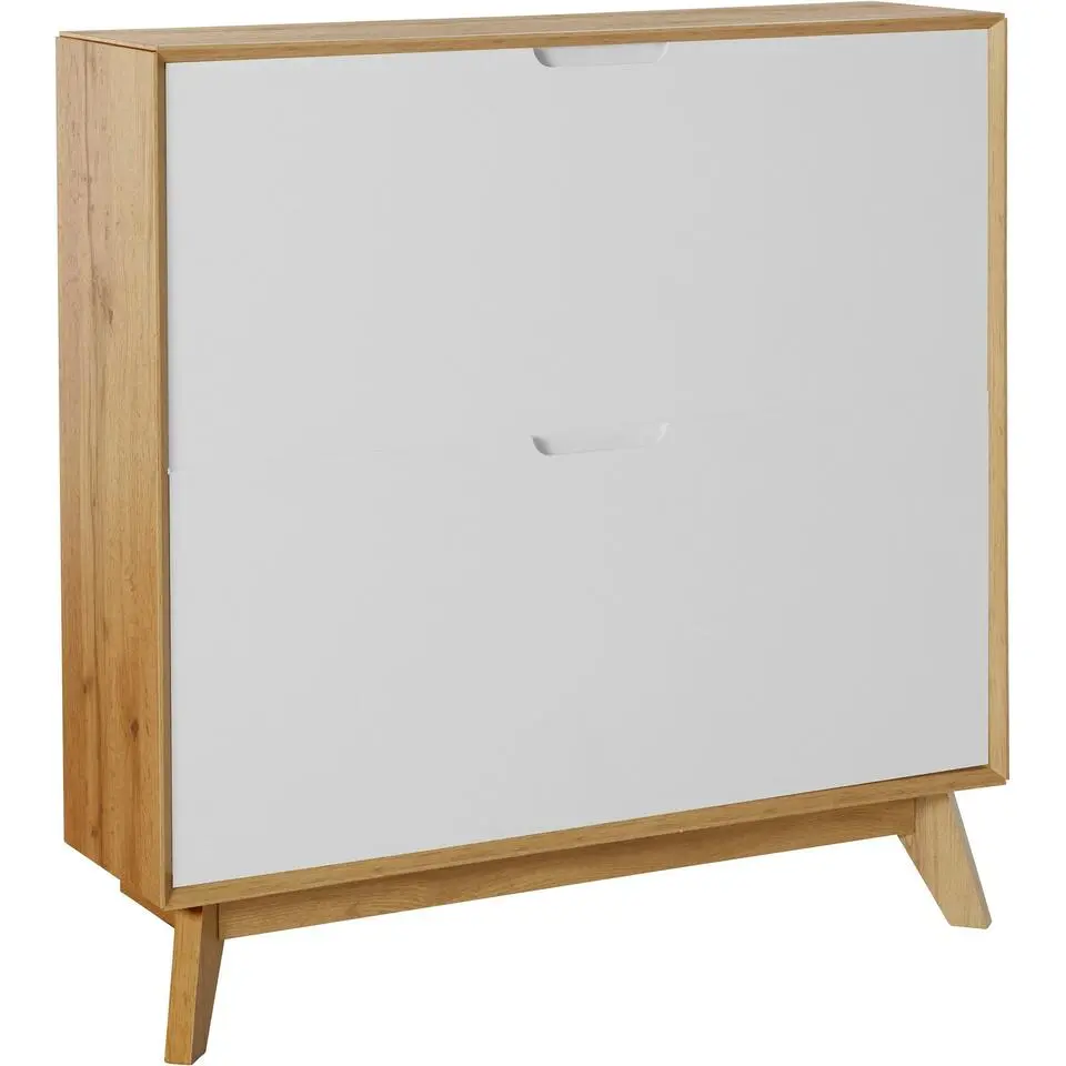 Ezra - Schoenenkast met 2 kleppen in eiken / witte spaanplaat