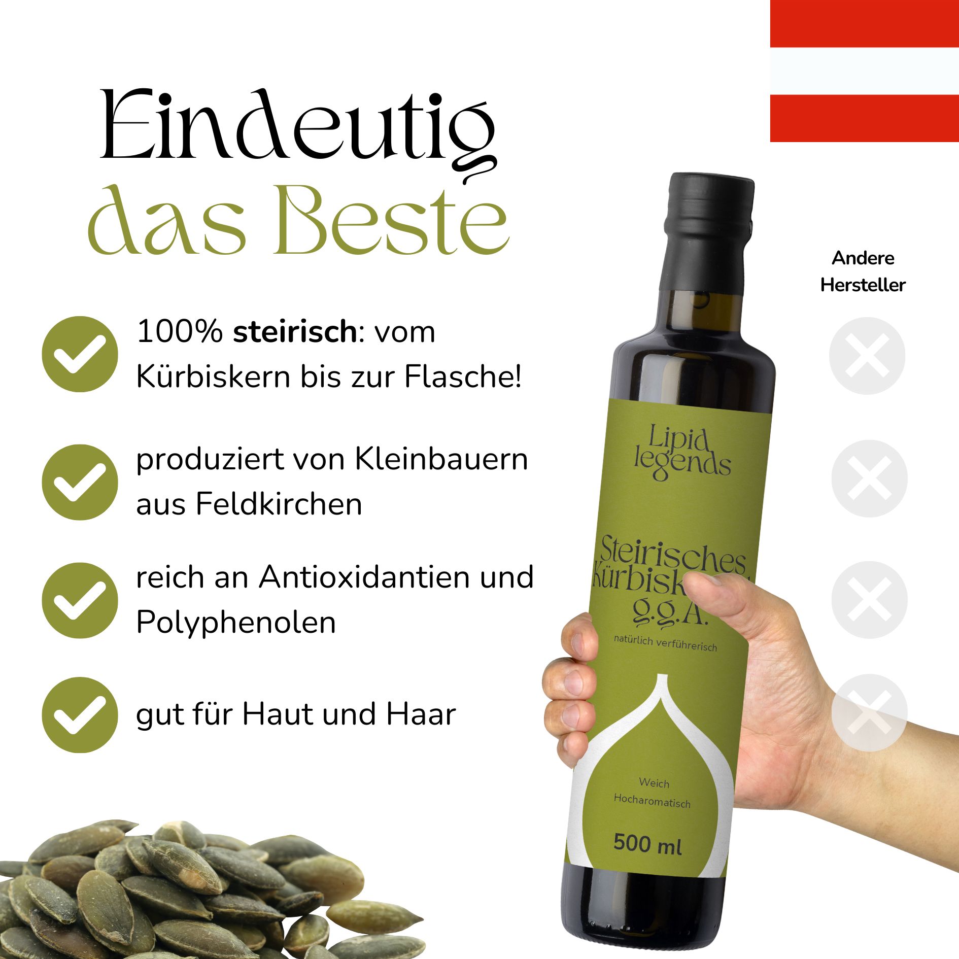 LIPID LEGENDS Steirisches Kürbiskernöl g.g.A.