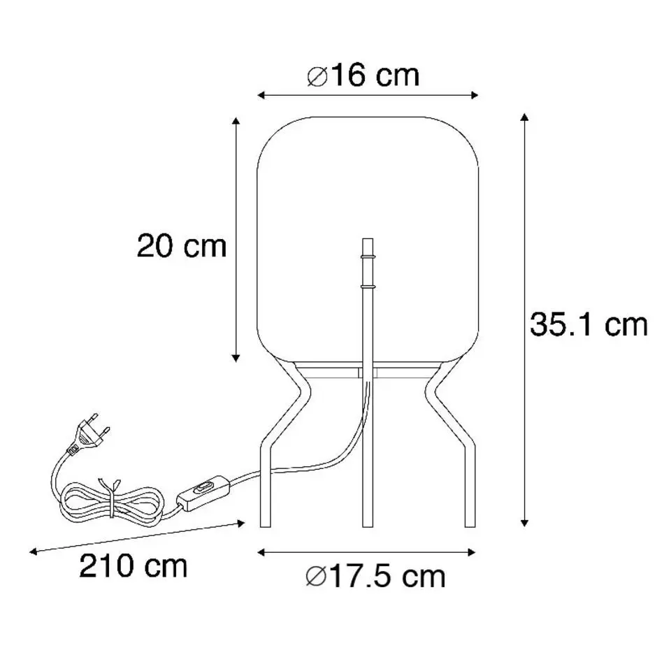 Qazqa tafellampen bliss zwart e27