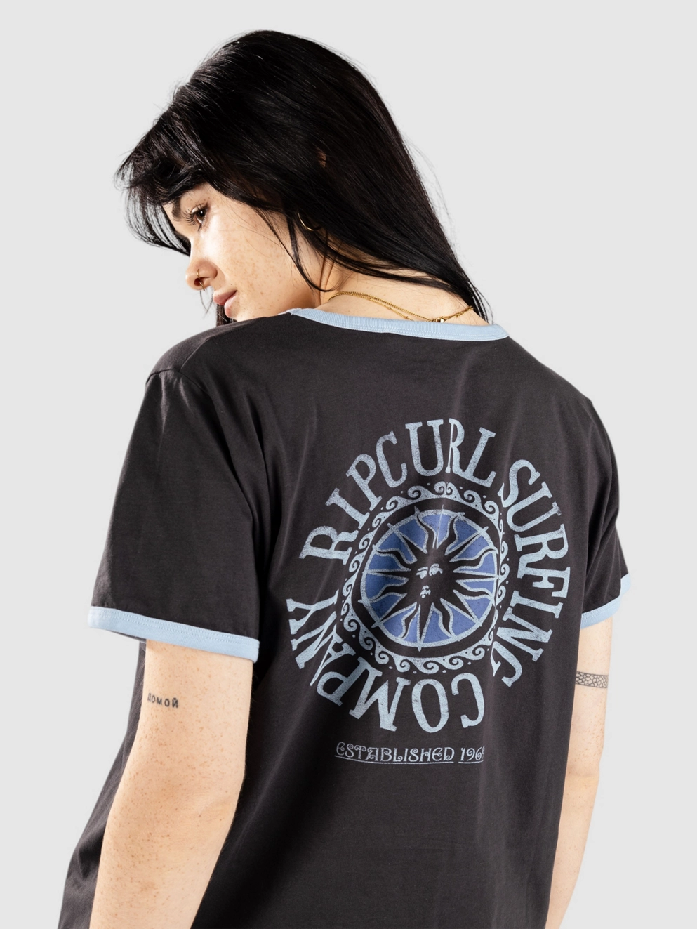 Rip Curl San Carlos Ringer T-Shirt washed black
