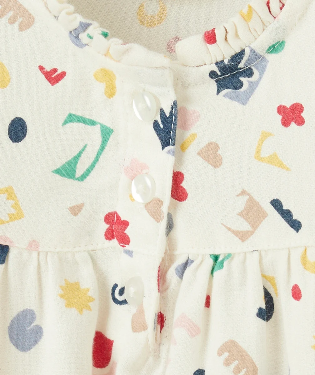 BLOUSE BÉBÉ FILLE BLANCHE AVEC FORMES GÉOMÉTRIQUES COLORÉES