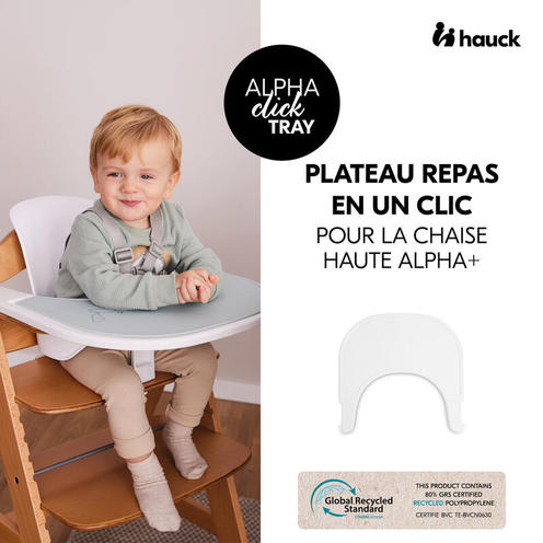 Tablette Click Tray pour chaise haute Alpha+ - Blanc - HAUCK