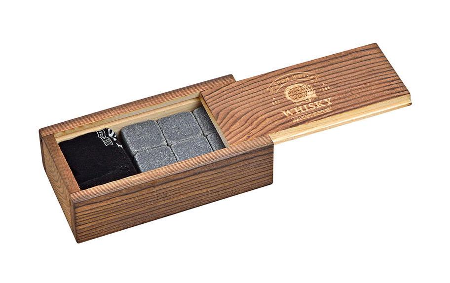 Whiskysteine in Holzbox 8-teilig, GrauWhiskysteine-Geschenkset