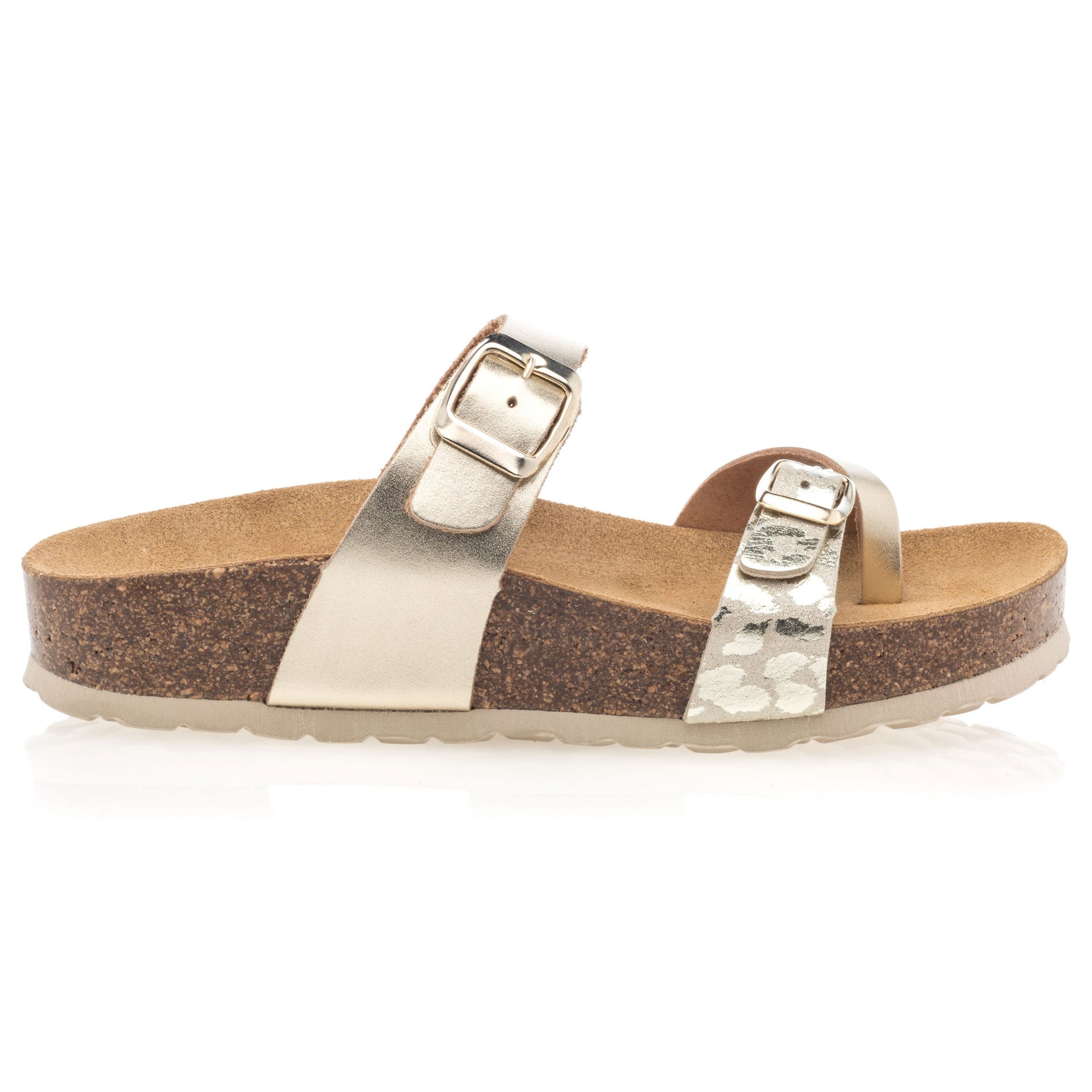 Mules semelle liège Femme or