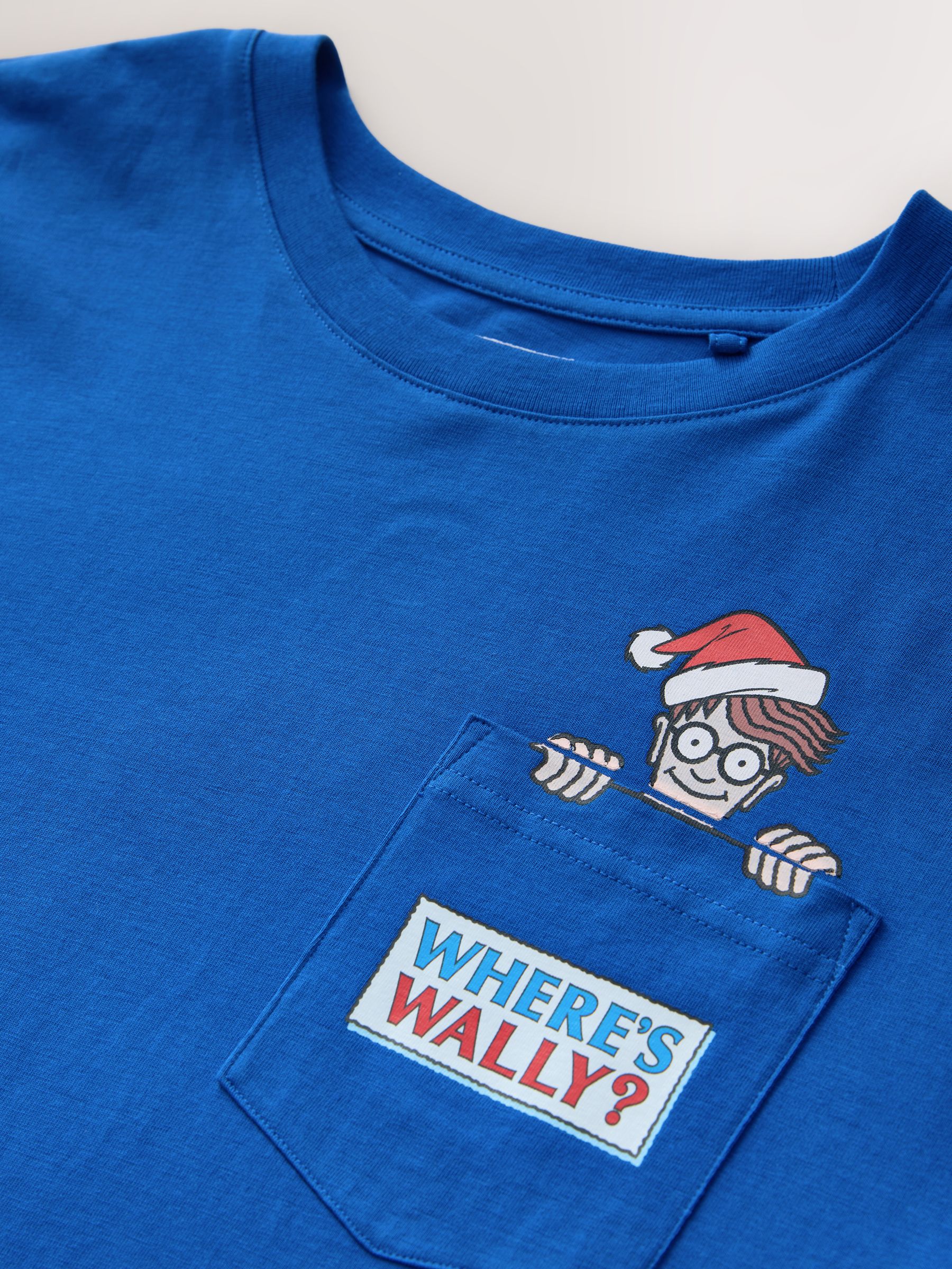 Blauwe Waar is Wally - Normale Pasvorm - Kerstmis T-shirt met grafische print