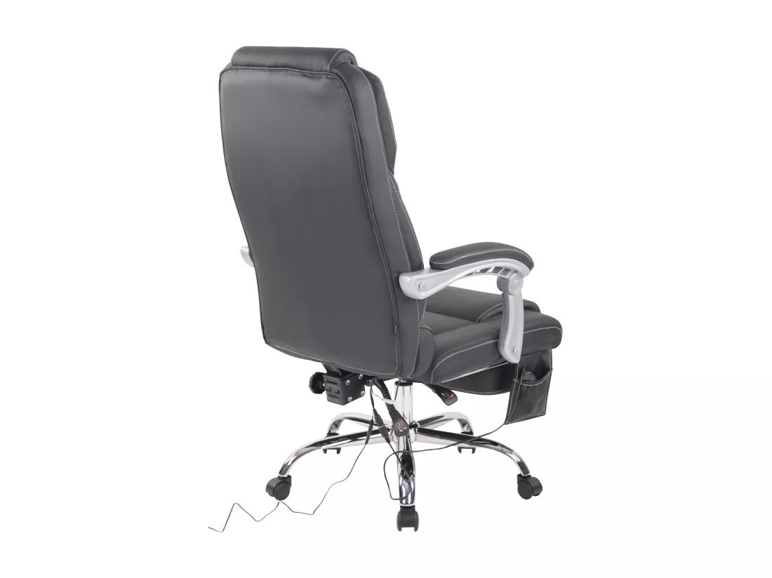 Chaise de bureau - Véritable cuir - Noir - Pacific