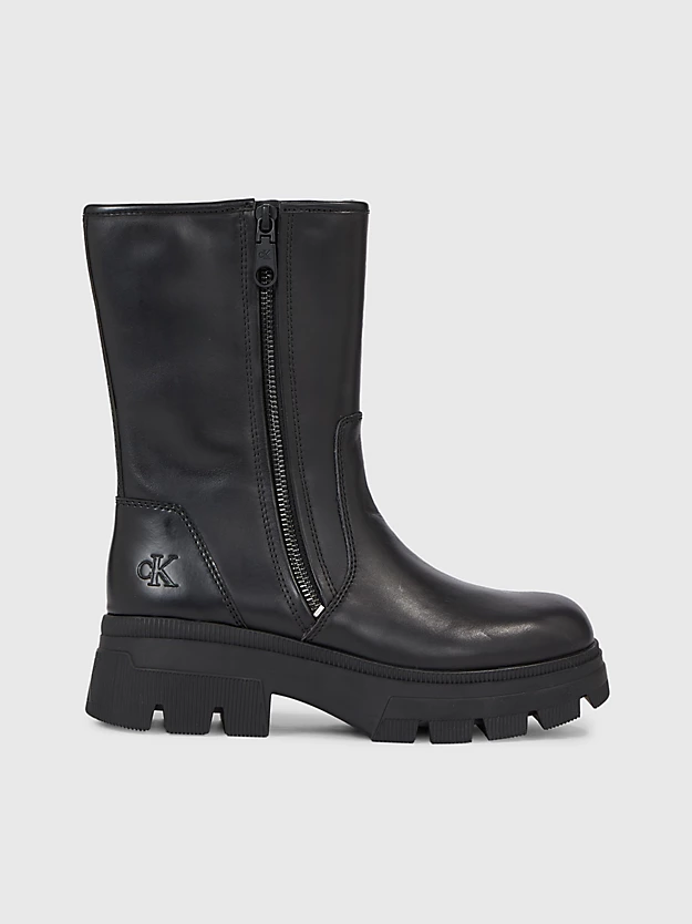 Botas de couro com salto plataforma