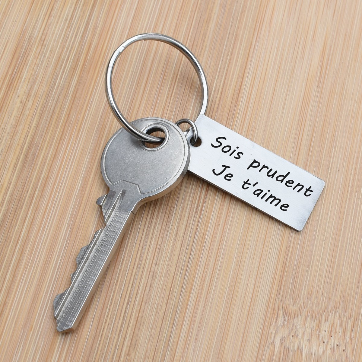 Porte-clés personnalisable plaque rectangulaire Gravure au laser personnalisée Acier Inoxydable 2 lignes message cadeau texte fête anniversaire identité prénom