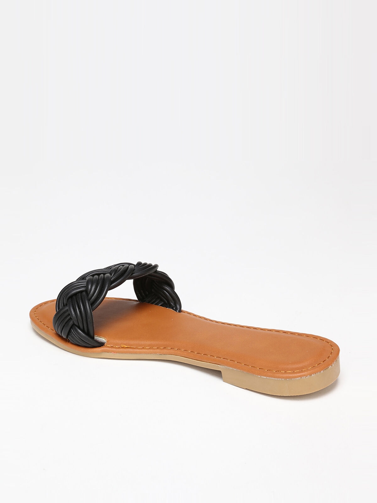 Mules à bride tressée- Noir