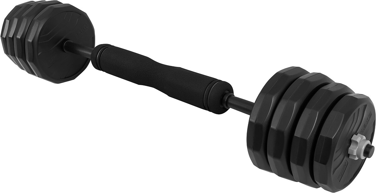Miweba Sports 6in1-Hantelset, Kurzhanteln-Langhantel-Kettlebell, 25 kg, verstellbar, Sternverschluss
