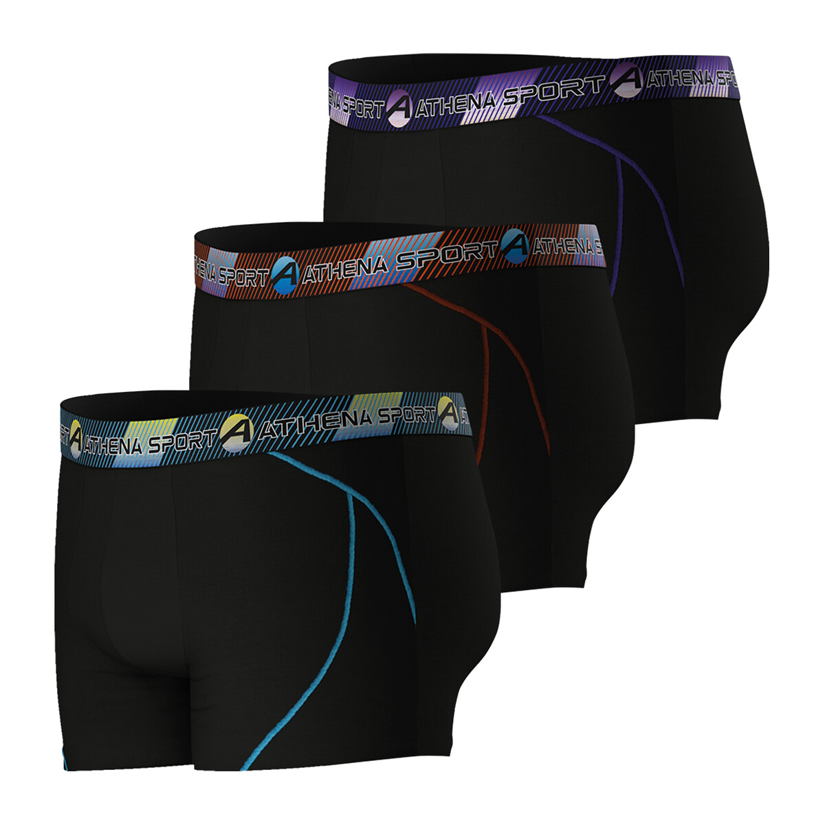 ATHENA<br>Conjunto de 3 shorts boxer longos para treino