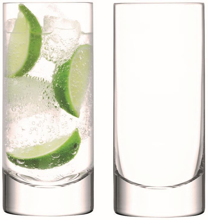 Bar Longdrinkglas 2er Set 420ml klar - Transparent / H: 16.0 cm
