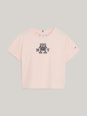 Camiseta TH com aplique de cetim e monograma